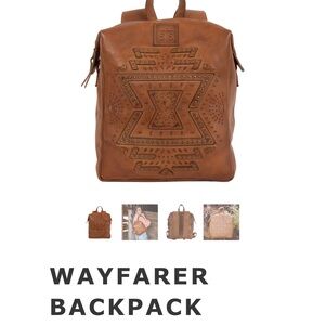STS Ranchwear Brown Geometric Leather Backpack
